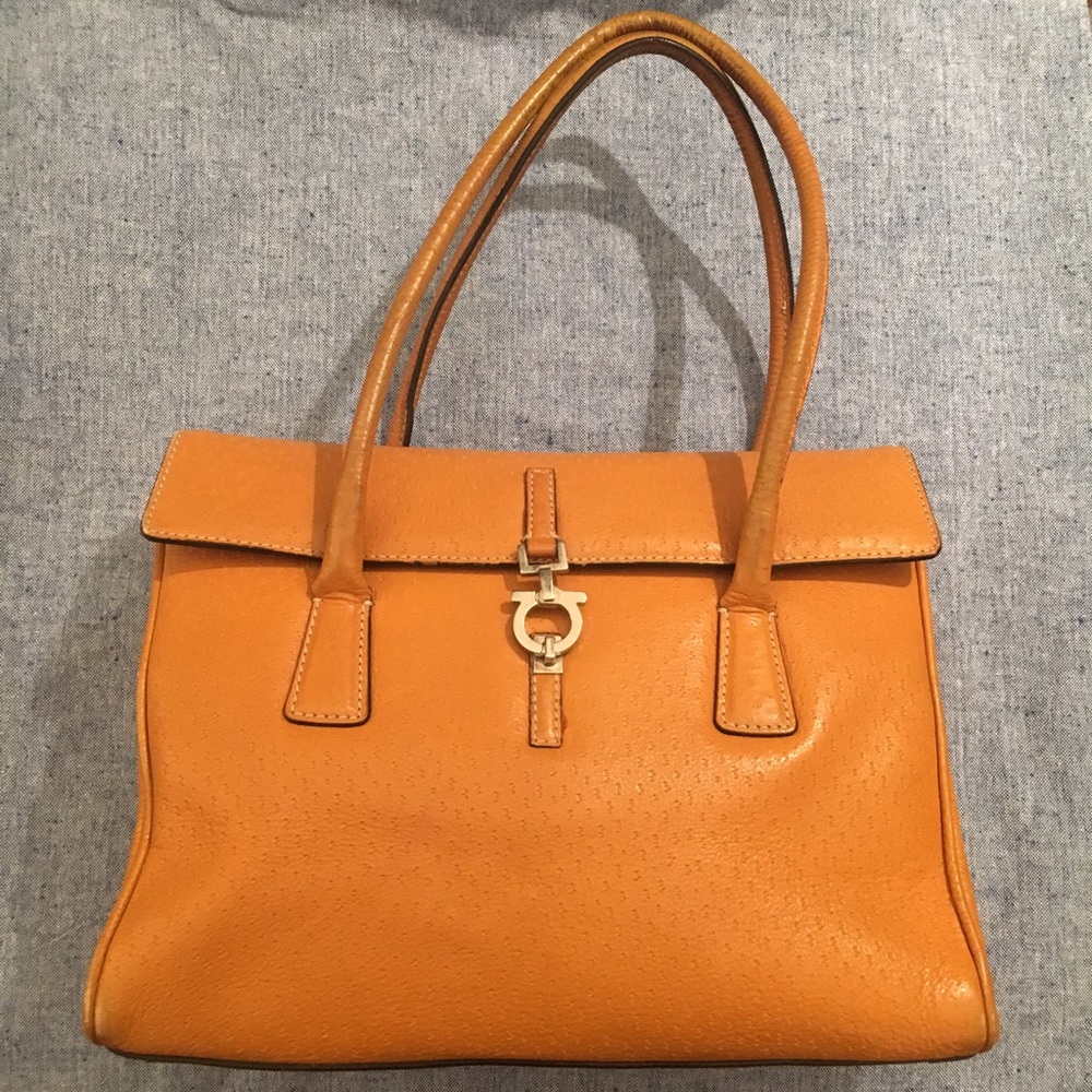 Classic Ferragamo embossed leather bag